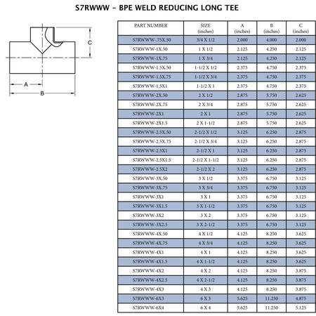 Steel & Obrien 2-1/2" x 2" BPE Weld End Long Reducing Tee - 316SS SF1 S7RWWW-2.5X2-PL-316